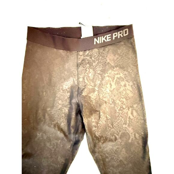 Nike Pro Dri-FIT Compression Leggings Men’s M Black Snakeskin Athletic Pants - Picture 3 of 4